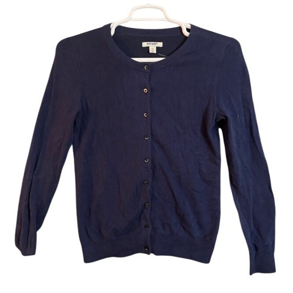 Old Navy Sweaters - Old Navy Navy Blue Crew Neck Button Front Cardigan Sweater M